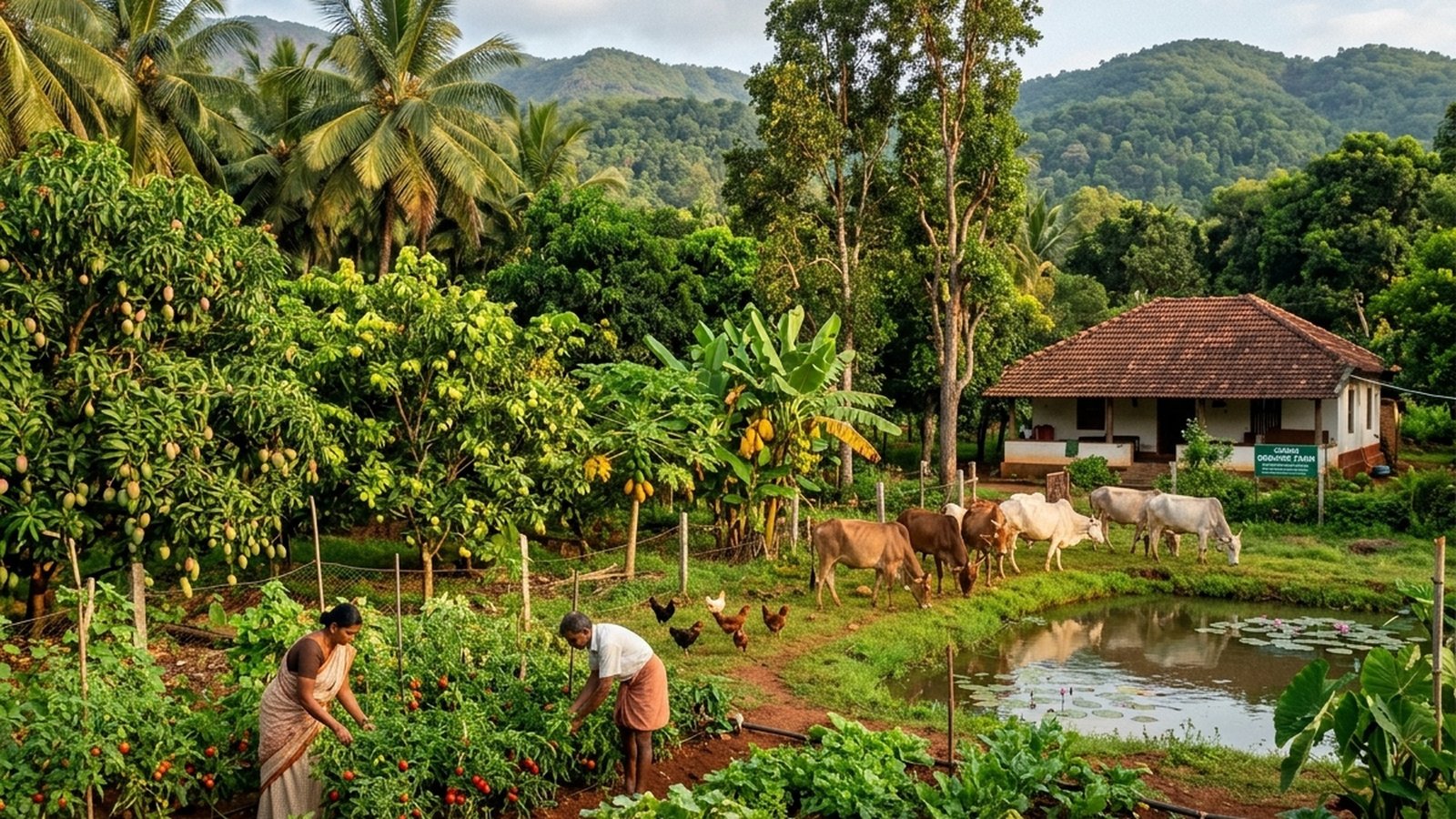 Flourishing managed farmland at Krushi Bhoomi Farms