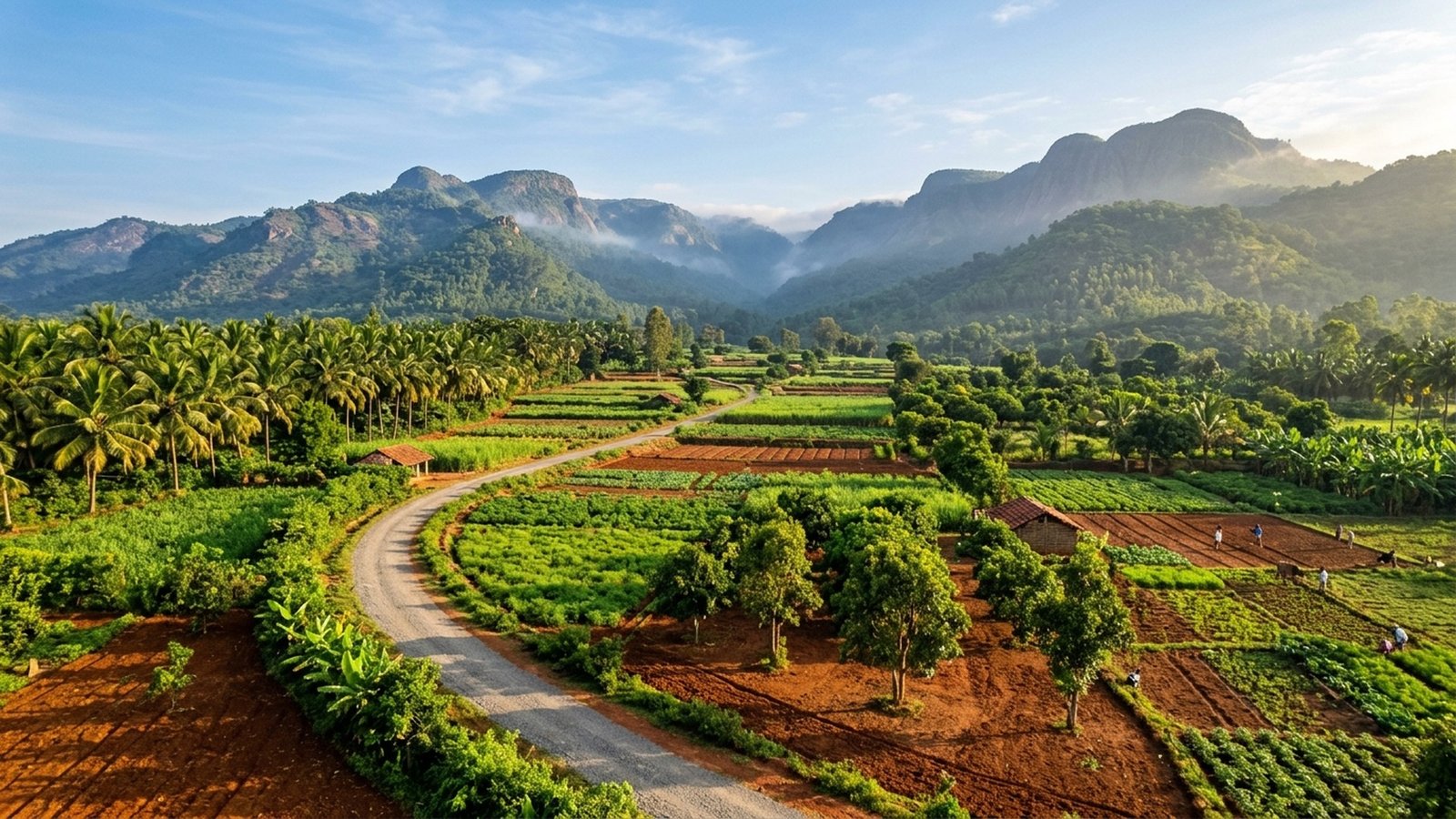 Rolling red soil farmland in Yelandur, Karnataka